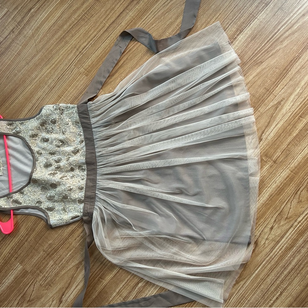 Areve Gray and Cream Lace Dress